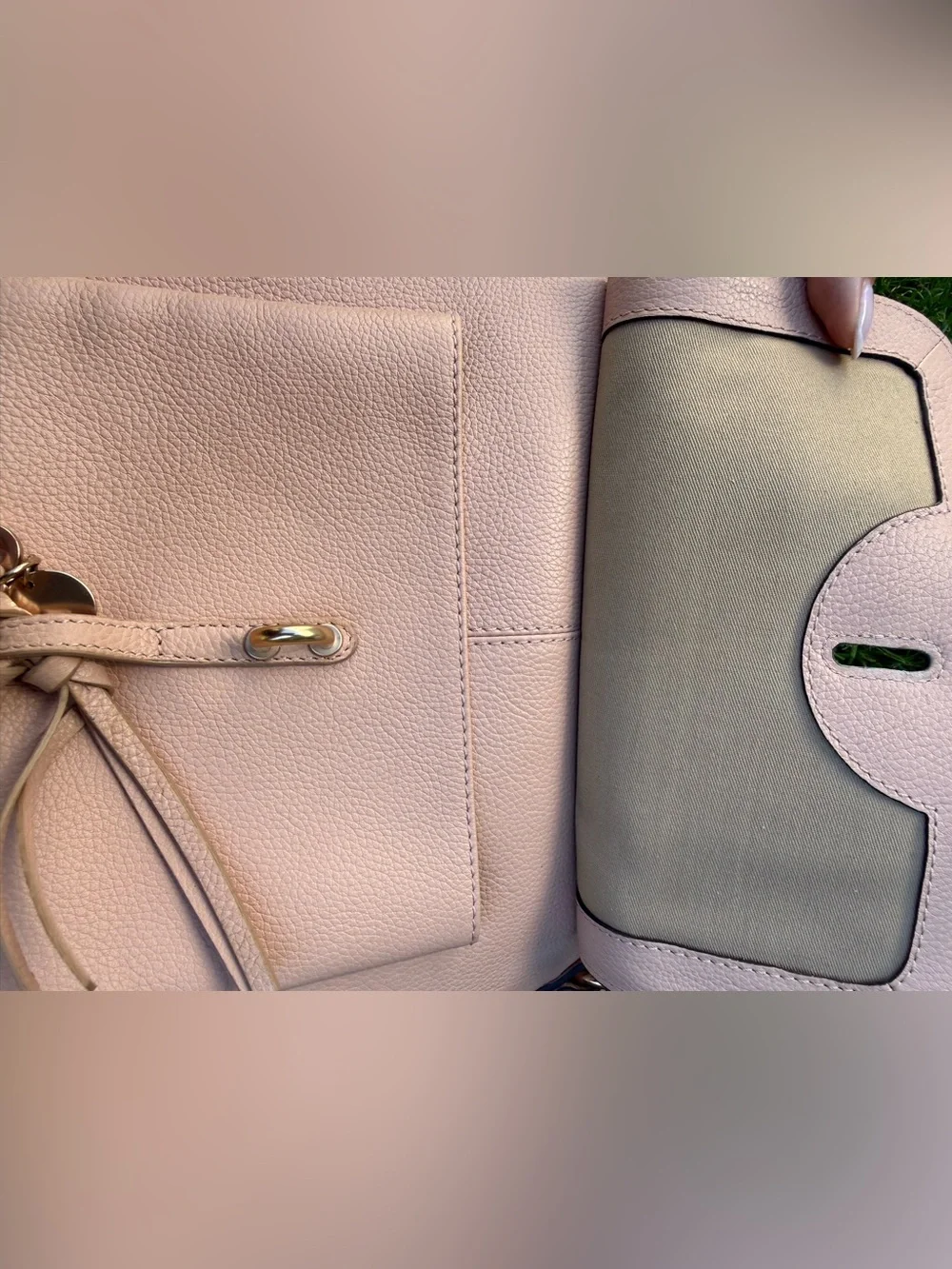 See by Chloe Blush Taupe Joan Suede Pebble Leather Shoulder Crossbody Hobo w/COA - Picture 11 of 13